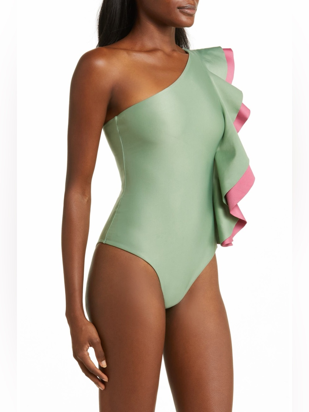 Farm Rio Ruffle One-Shoulder One-Piece Swimsuit NWOT - Picture 5 of 8